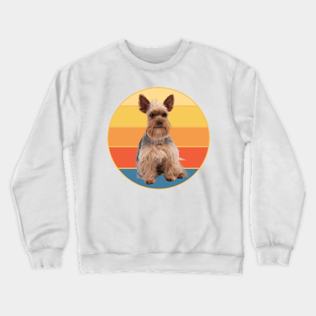 Cute Yorkshire Terrier Dog Breed Vintage Retro Sunset Animal Pet Yorkie Crewneck Sweatshirt by Inspirational And Motivational T-Shirts